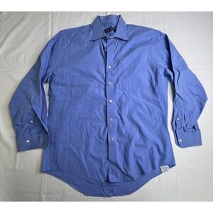 Lands' End‎ Mens Dress Shirt Blue Long Sleeve Button Down 15.5 32